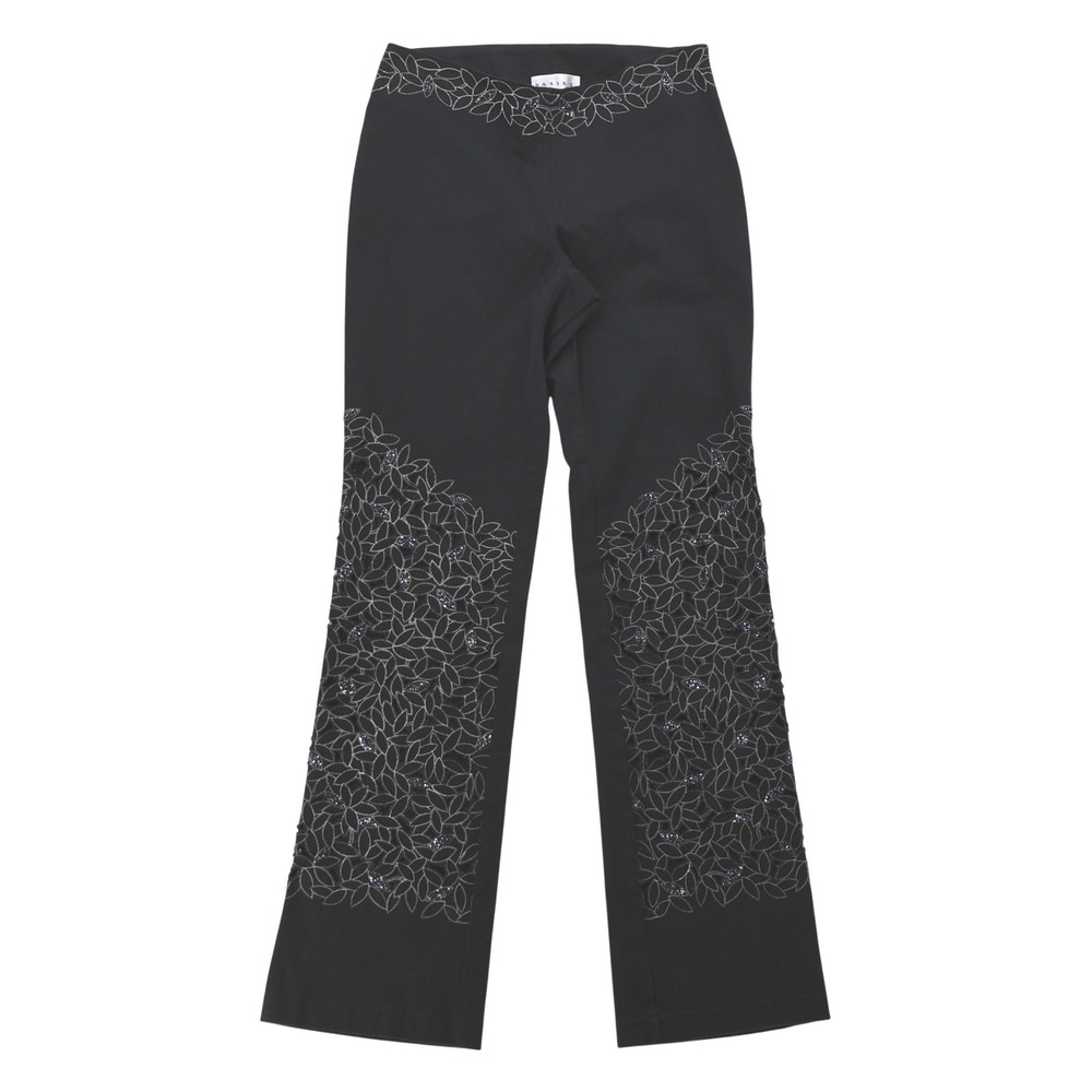 Basix II Embroidered Beaded Pants Womens Size 6 Formal Evening Y2K Gothic‎ Flare